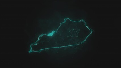 Poster - Plexus flat map showing the state of Kentucky from the United State of America on black background. USA. Plexus map of Kentucky