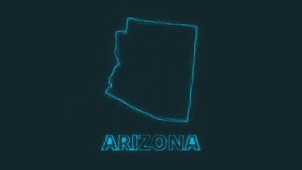 Poster - Plexus flat map showing the state of Arizona from the United State of America on black background. USA. Plexus map of Arizona