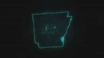 Poster - Plexus flat map showing the state of Arkansas from the United State of America on black background. USA. Plexus map of Arkansas