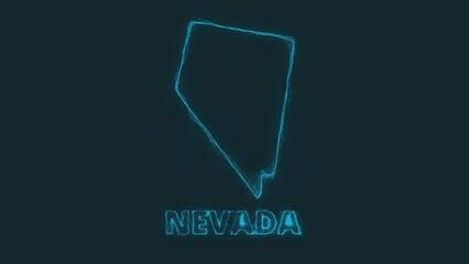 Poster - Plexus flat map showing the state of Nevada from the United State of America on black background. USA. Plexus map of Nevada