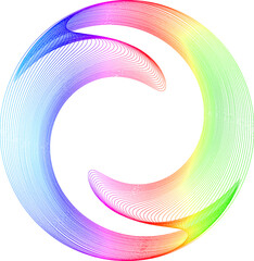 Fototapete - abstract circles lines wavy in round frame colorful light rainbow isolated on white background with empty space for text. vector design