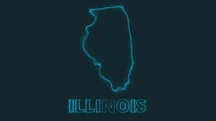 Poster - Plexus flat map showing the state of Illinois from the United State of America on black background. USA. Plexus map of Illinois