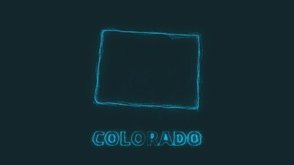 Poster - Plexus flat map showing the state of Colorado from the United State of America on black background. USA. Plexus map of Colorado
