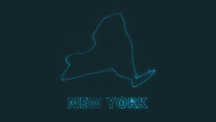 Poster - Plexus flat map showing the state of New York from the United State of America on black background. USA. Plexus map of New York