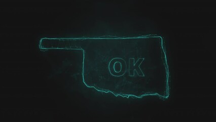 Poster - Plexus flat map showing the state of Oklahoma from the United State of America on black background. USA. Plexus map of Oklahoma