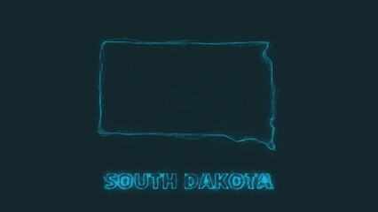 Poster - Plexus flat map showing the state of South Dakota from the United State of America on black background. USA. Plexus map of South Dakota