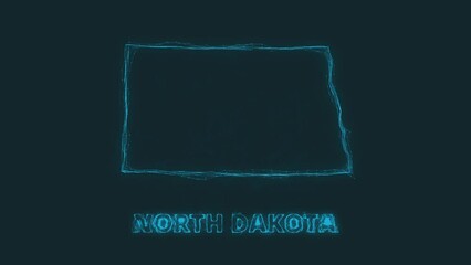 Poster - Plexus flat map showing the state of North Dakota from the United State of America on black background. USA. Plexus map of North Dakota