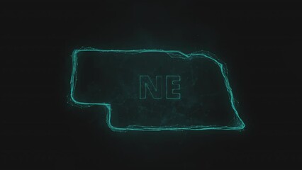 Poster - Plexus flat map showing the state of Nebraska from the United State of America on black background. USA. Plexus map of Nebraska
