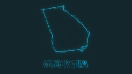 Poster - Plexus flat map showing the state of Georgia from the United State of America on black background. USA. Plexus map of Georgia