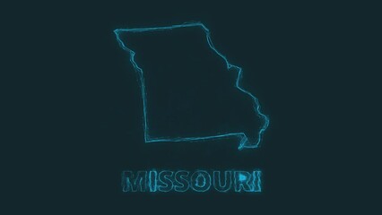 Poster - Plexus flat map showing the state of Missouri from the United State of America on black background. USA. Plexus map of Missouri