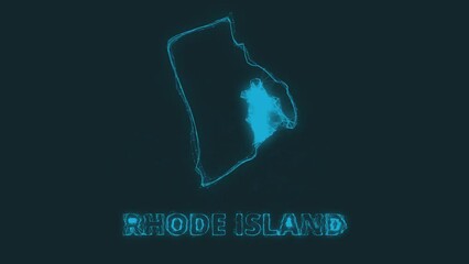 Poster - Plexus flat map showing the state of Rhode Island from the United State of America on black background. USA. Plexus map of Rhode Island