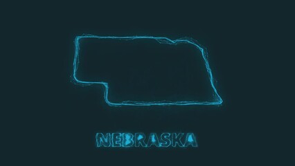 Poster - Plexus flat map showing the state of Nebraska from the United State of America on black background. USA. Plexus map of Nebraska