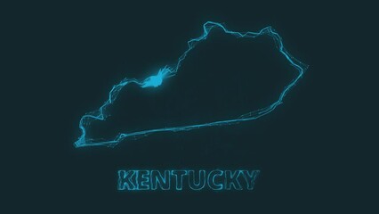 Poster - Plexus flat map showing the state of Kentucky from the United State of America on black background. USA. Plexus map of Kentucky