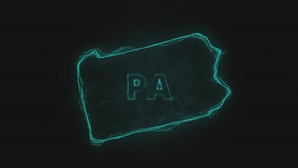 Poster - Plexus flat map showing the state of Pennsylvania from the United State of America on black background. USA. Plexus map of Pennsylvania