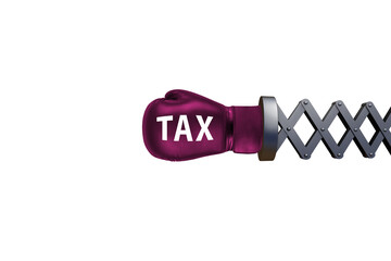 Tax concept with boxing glove - 3d rendering