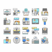 Conditioning System Electronics Icons Set Vector .