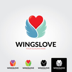Wall Mural - Minimal wings love logo template - vector