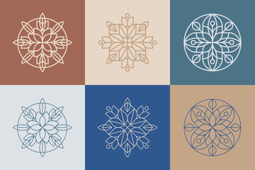 Wall Mural - set of vector geometric circle outline ornamental elements. designs for logo or decorations in minim