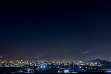 日本の岡山県倉敷市の夜景がとても美しい水島コンビナート