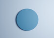 3D illustration of a light blue circle podium or stand top view flat lay product display minimal, simple pastel blue background with copy space for text 