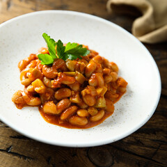 Poster - Homemade vegan bean ragout with parsley