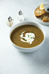 Poster - Homemade creamy lentil soup with herbs