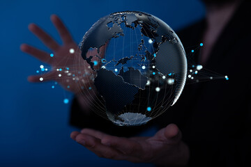 Poster - Global world network and telecommunication on earth and IoT. Elements
