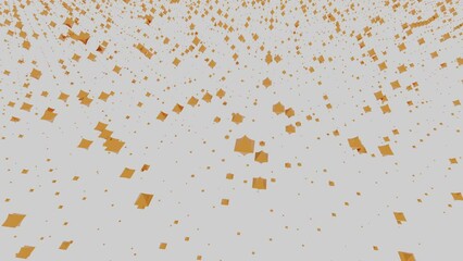 Poster - Virtual field with squares moving waves. Design. Golden squares move in waves in space. Field of particles moving in waves on white background