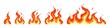 Stages of pixel flame ignition. Small red bonfire turning into fiery hell consequences of explosion blazing with raging vector flame