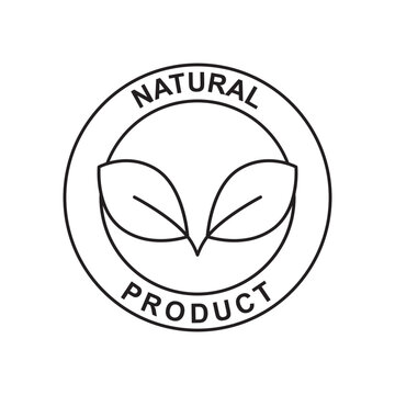 Natural product label icon in black line style icon, style isolated on white background