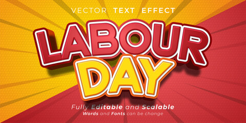 Wall Mural - Labour day Text effect Editable 3d text style