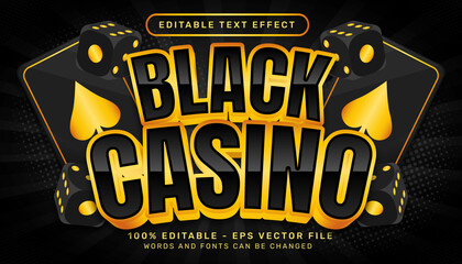 Poster - Editable text effect - black casino 3d style concept with coin illustration