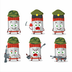 Canvas Print - A charming soldier red whiteboard marker cartoon picture bring a gun machine