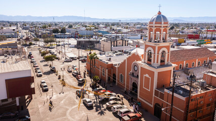 Wall Mural - Daytime view of a historic church in downtown Mexicali, Baja California, Mexico.