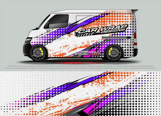 van Graphic designs. Abstract lines  vector with grunge background concept for vinyl Wrap and Vehicle branding 