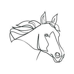 Wall Mural - Continuous line drawing of horse head
