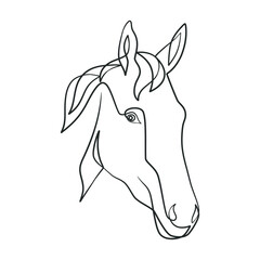 Wall Mural - Continuous line drawing of horse head