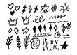© Octyabr - Doodle decorative sign set. Hand drawn black color vector illustration.