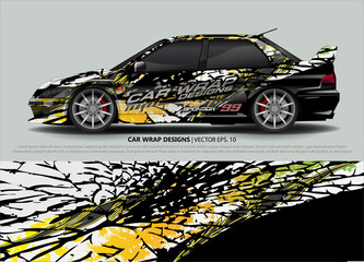 Racing Car Decal Graphic Vector, wrap vinyl sticker. Graphic abstract stripe designs for Racing vehicles.