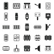 Breaker switch icons set simple vector. Cable chopper