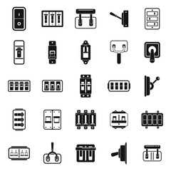 Poster - breaker switch icons set simple vector. cable chopper