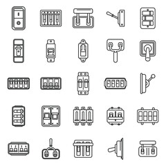 Poster - breaker switch icons set outline vector. cable chopper