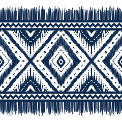 Wall Mural - Navy Indigo Blue Diamond on White background. Geometric ethnic oriental pattern traditional Design for ,carpet,wallpaper,clothing,wrapping,Batik,fabric, illustration embroidery style