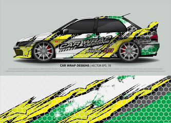 Racing Car Decal Graphic Vector, wrap vinyl sticker. Graphic abstract stripe designs for Racing vehicles.