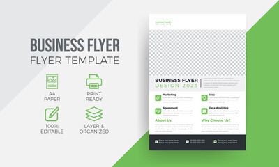 Modern flyer business leaflet template or minimalist green colour brochure design concept