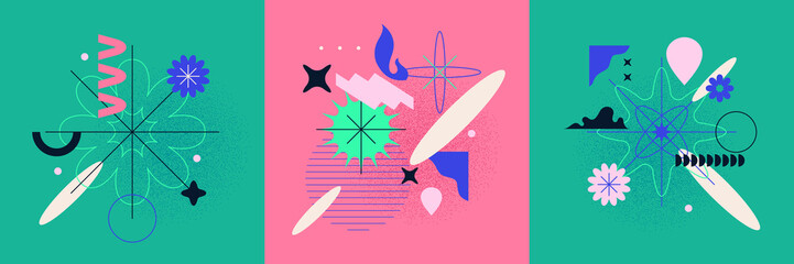 Poster - Abstract geometric background. Design poster with the flat figures. A stylish template for further creativity.