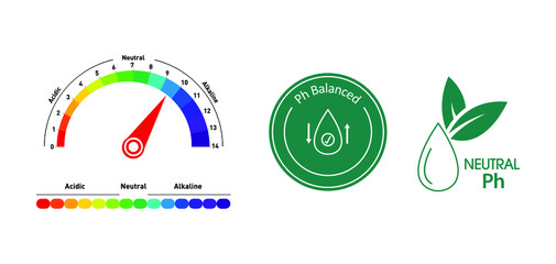 Sticker - pH meter and pH balanced icon and vector illustration 