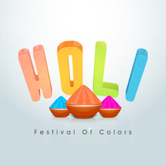 Sticker - Indian festival of colours, Happy Holi concept with shiny dry colours (gulal) with text space for your message.