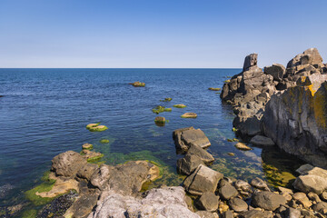 Canvas Print - Rocky coast of Black Sea in Sozopol city, Bulgaria