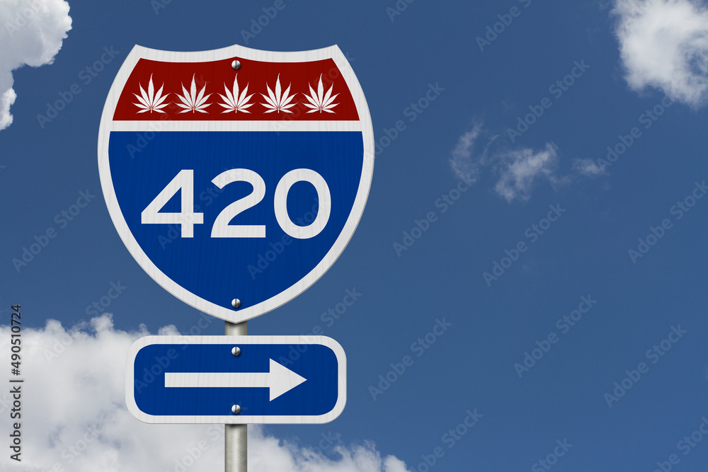420 message with cannabis leaves on a sign Stock Photo | Adobe Stock